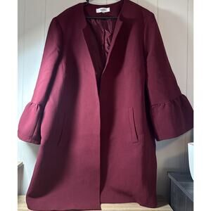 Jones Studio Size 24W Long Coat Jacket Maroon 39” Inches Long Heavy Duty Coat V6